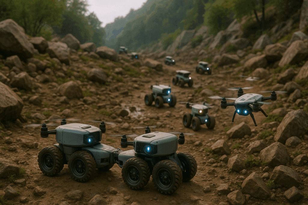 Clever bots and drones working as a team