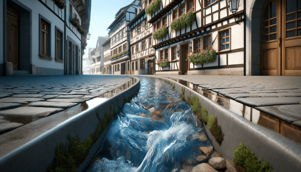 Medieval villages in Europe used a system of mini-troughs to have water distributed through the old town, yielding a cooling effect during hot summer months, too