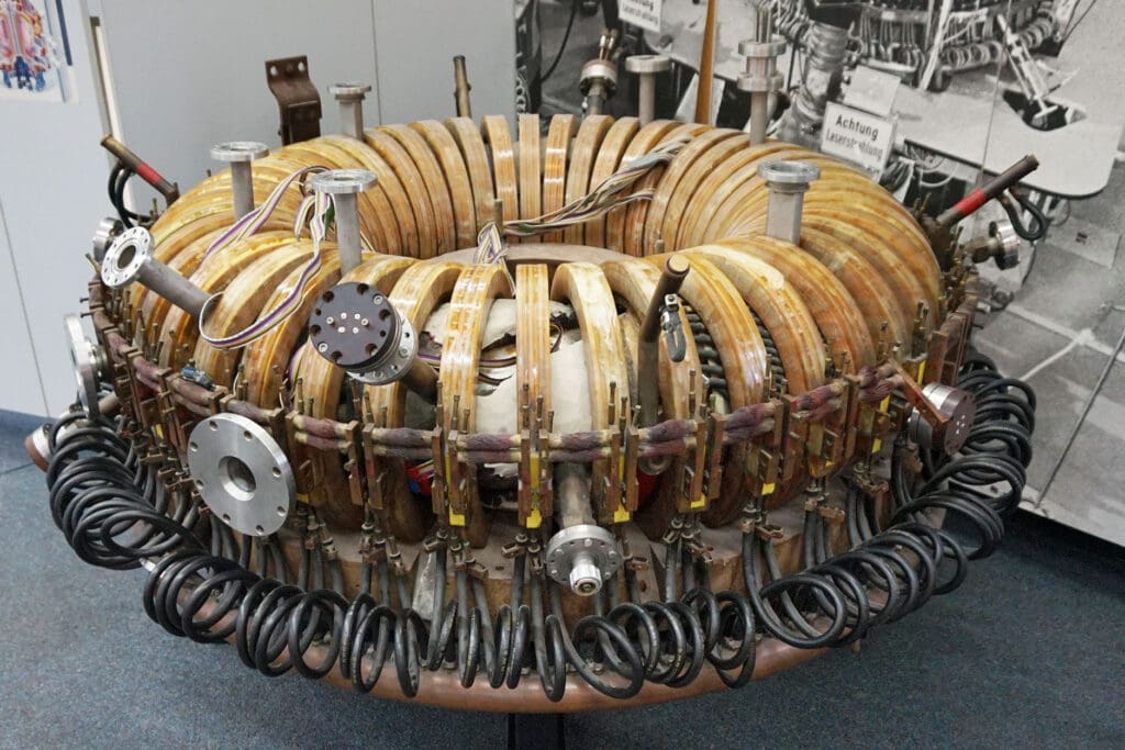 Stellerator "Wendelstein" fusion reactor, with its typical doughnut-shape