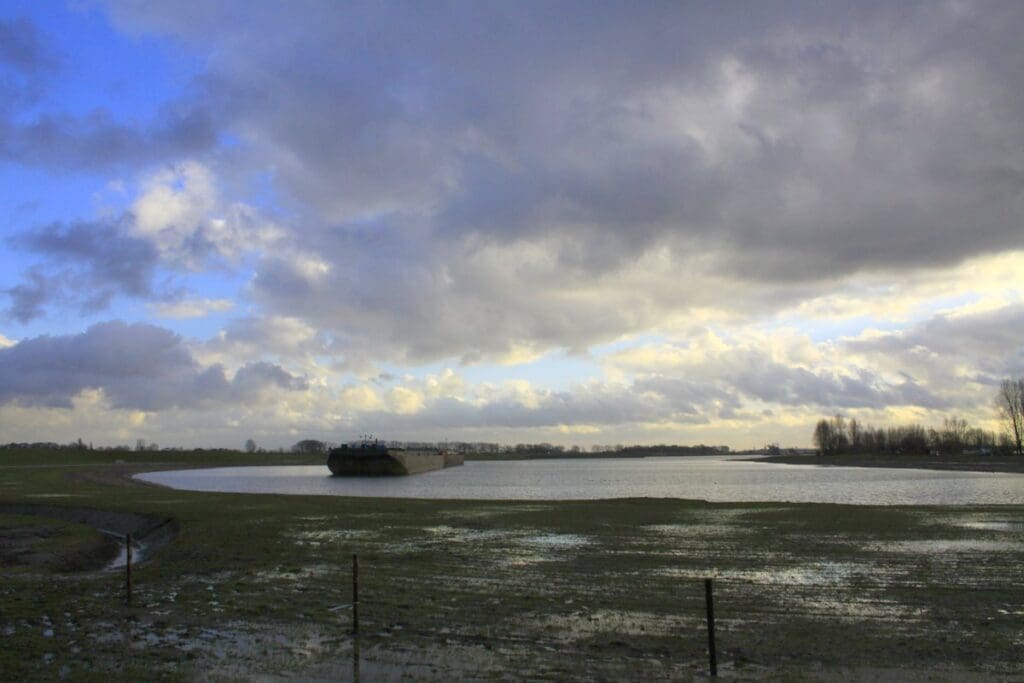 Removing excess sand in the Lek, which is a major distributary branch of the Rhine River in the Dutch delta