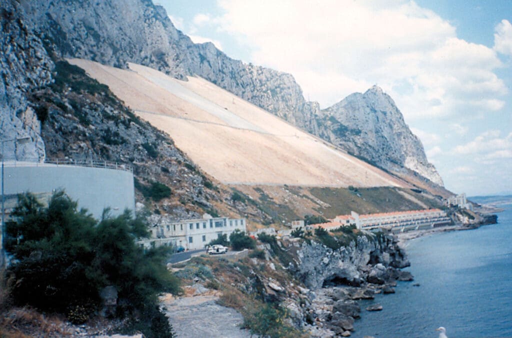 Big water catchment area on the slopes of the "The Rock" (Gibraltar)